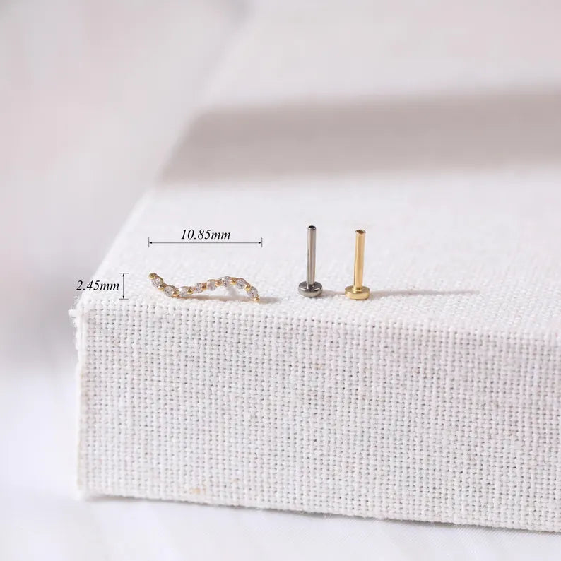 14K Solid Gold Crystal Climber Earring