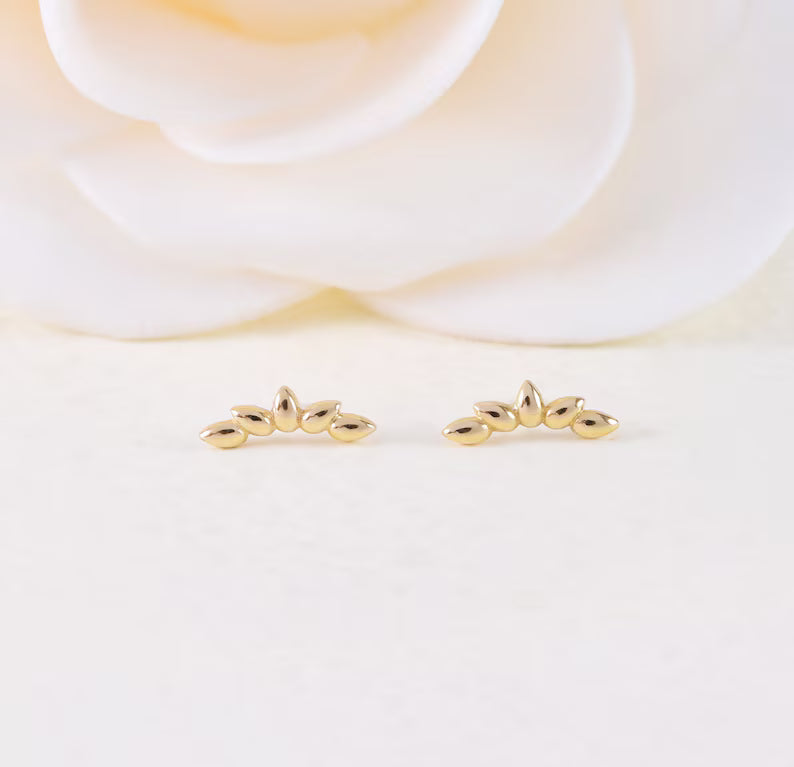 14K Gold Foliage Flat Back Stud