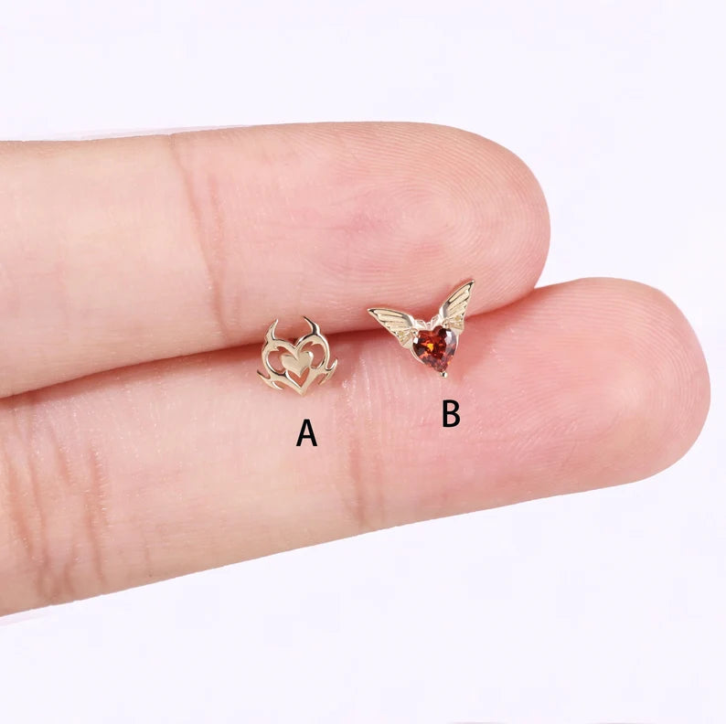 14K Gold Magic Heart Stud Earring
