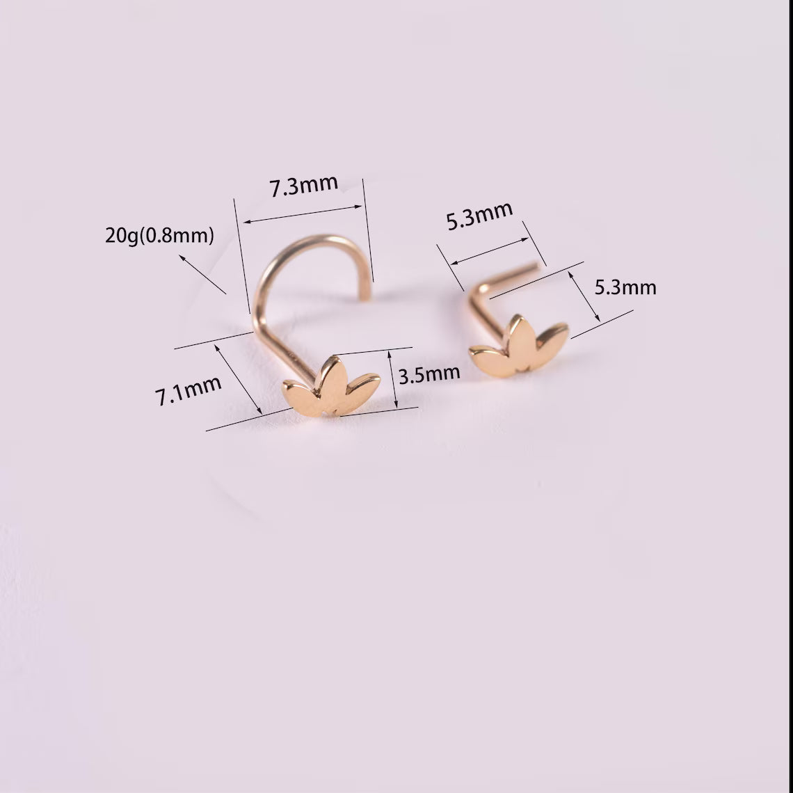 14K Solid Gold Lotus Star Nose Stud