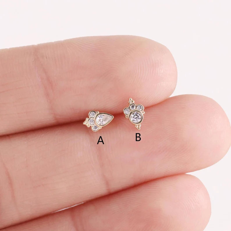 14k Gold Mini Helix Conch Tragus Stud