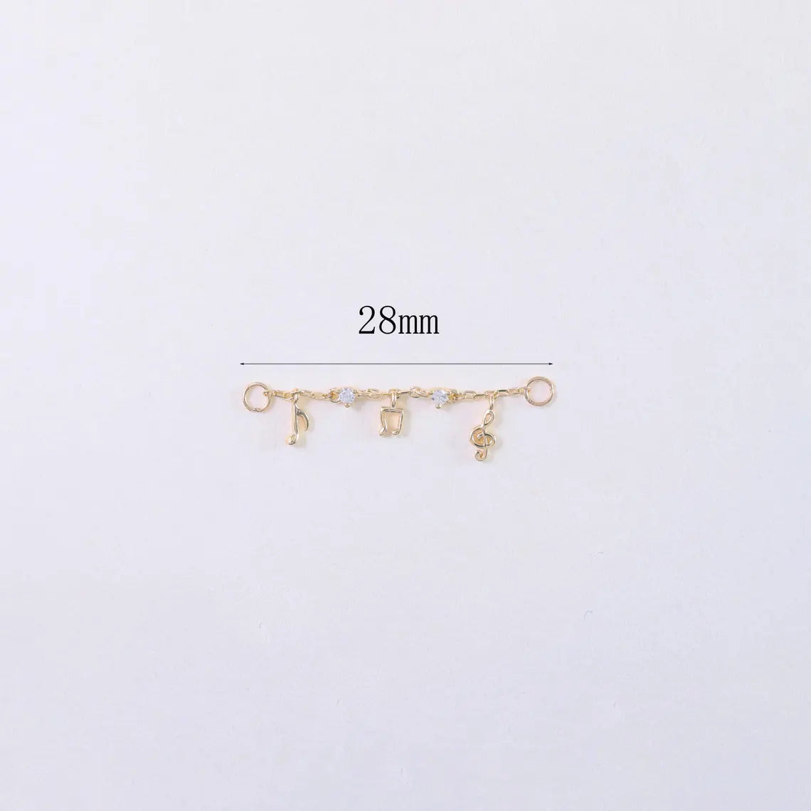 14K Solid Gold Musical Notes Chain Piercing