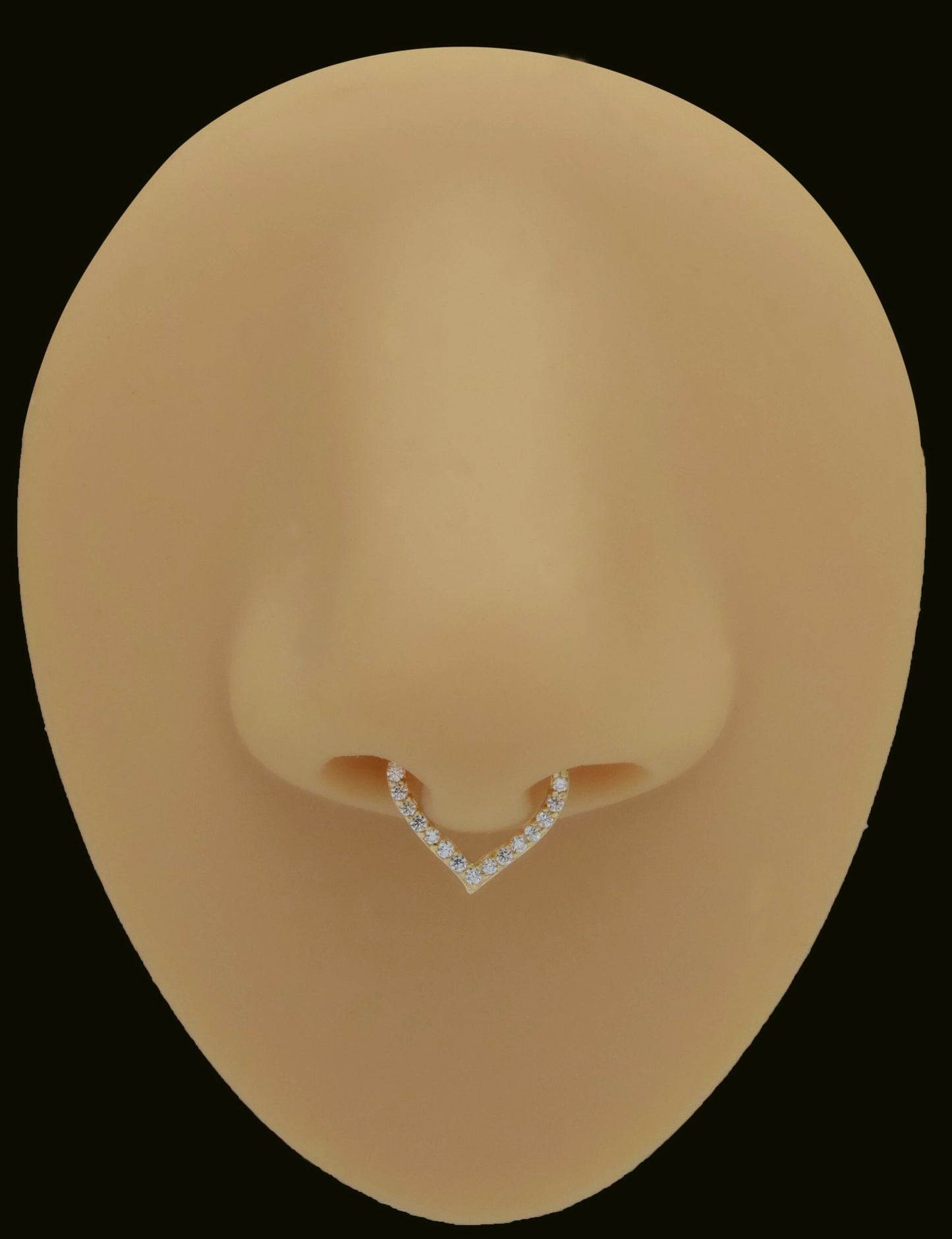 14K Solid Gold V-Shaped Septum Ring 16G