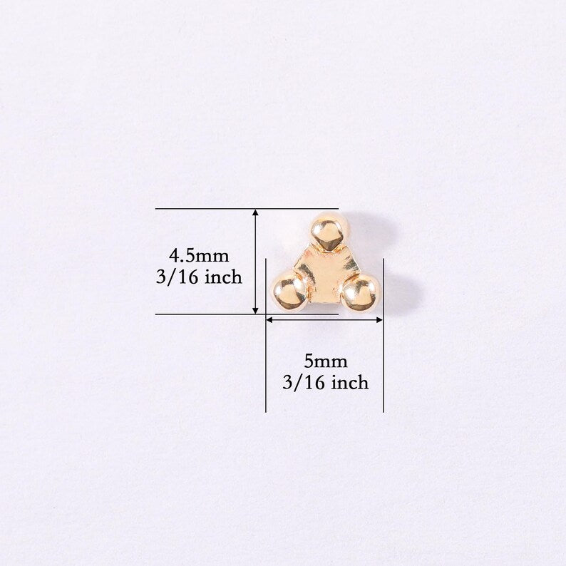 14K Solid Gold Triangle Helix Tragus Stud