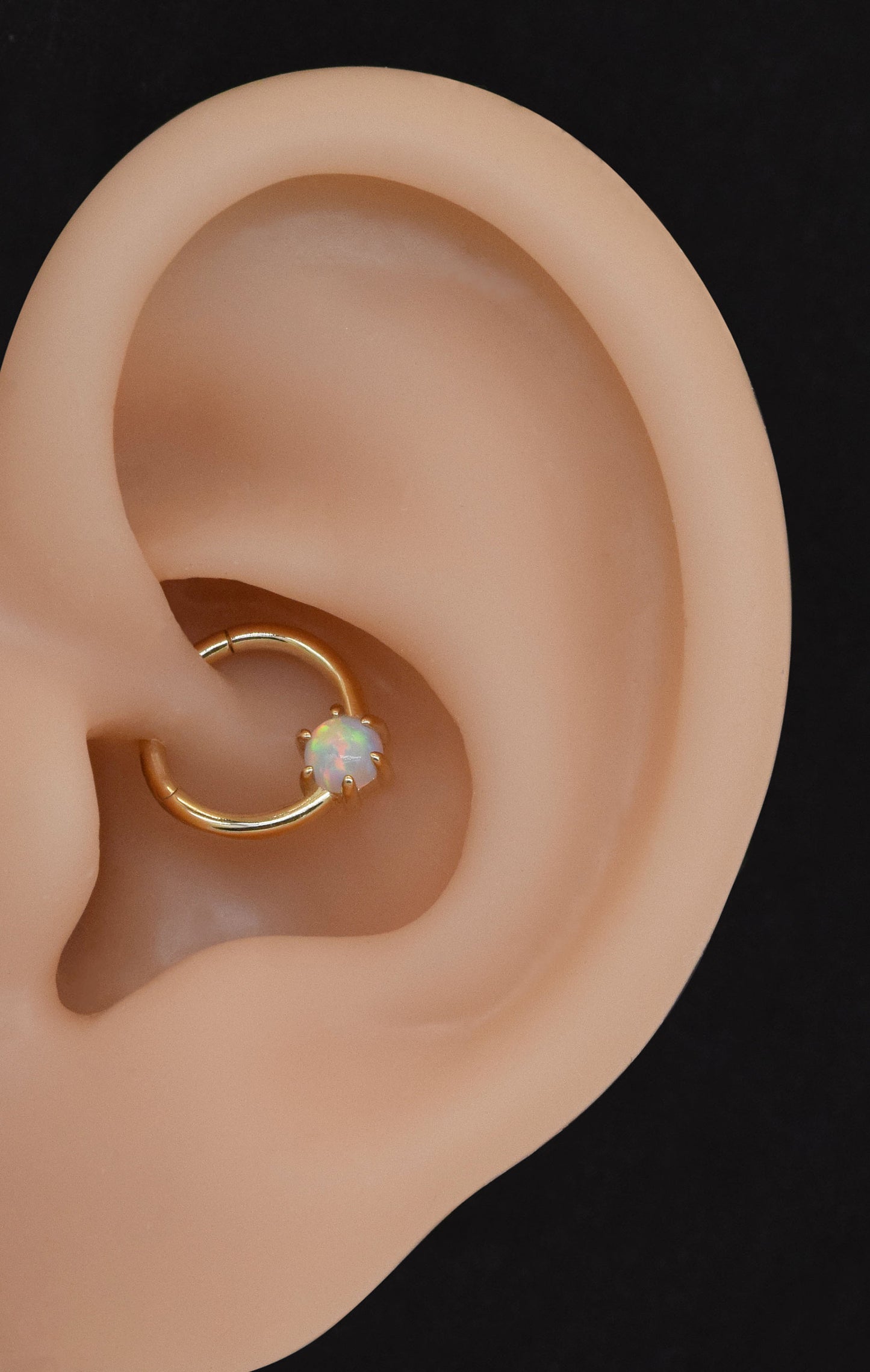14K Solid Gold Opal Septum Hoop 16g