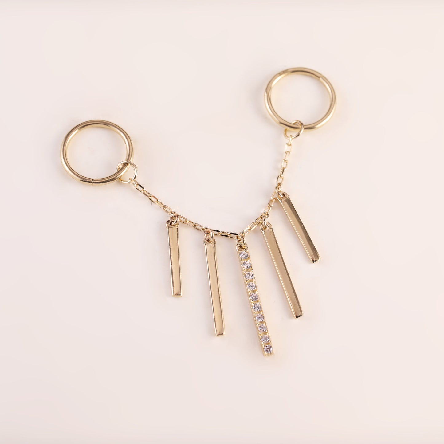 14K Solid Gold Dripping Dangle Chain Piercing