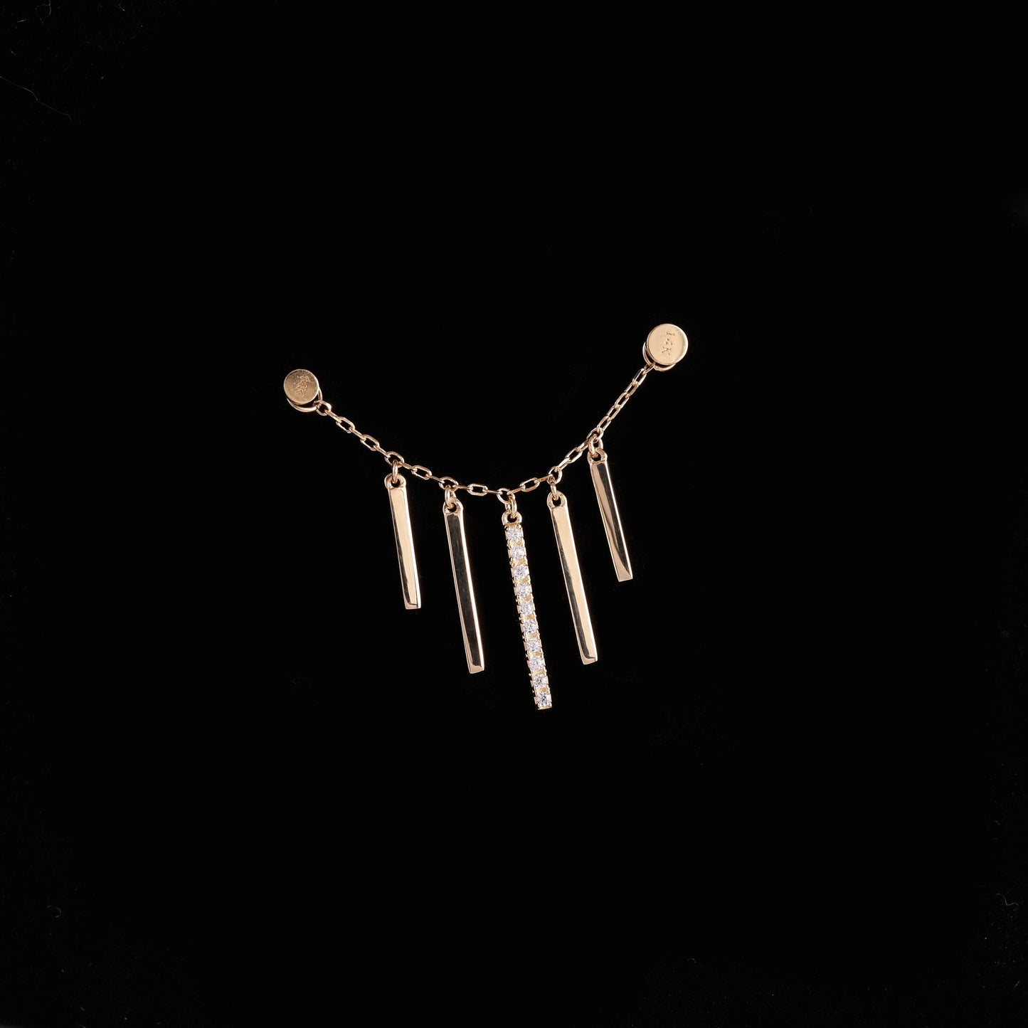14K Solid Gold Dripping Dangle Chain Piercing