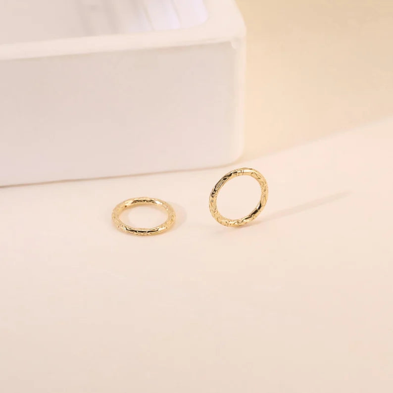 14K Gold Petal Hinged Hoop Nose Ring 16g