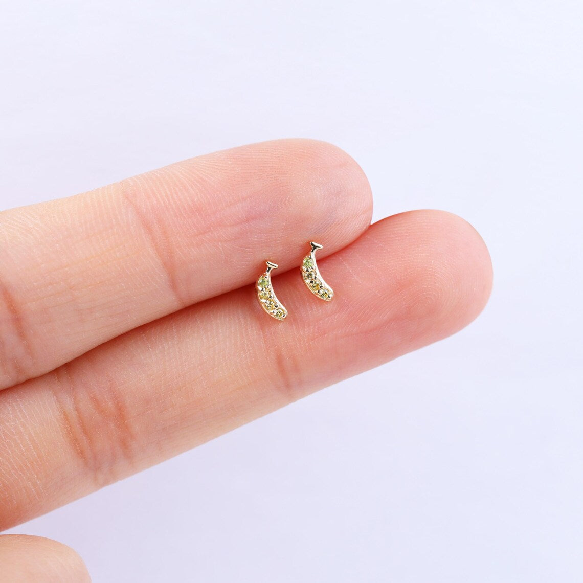 14K Solid Gold Banana Helix Stud