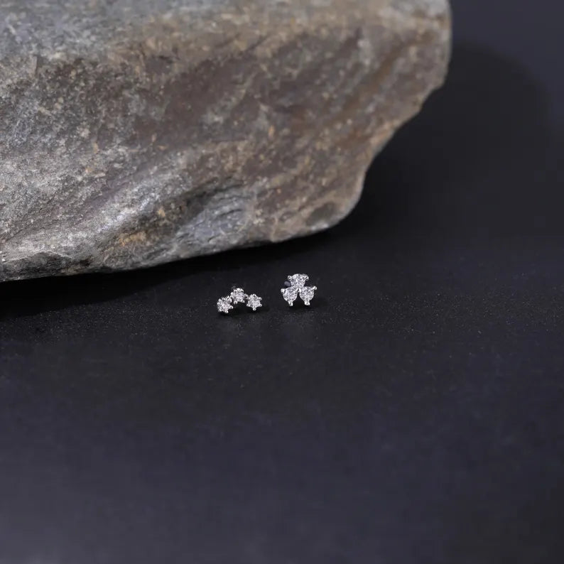 14K White Gold Ear Climber Stud