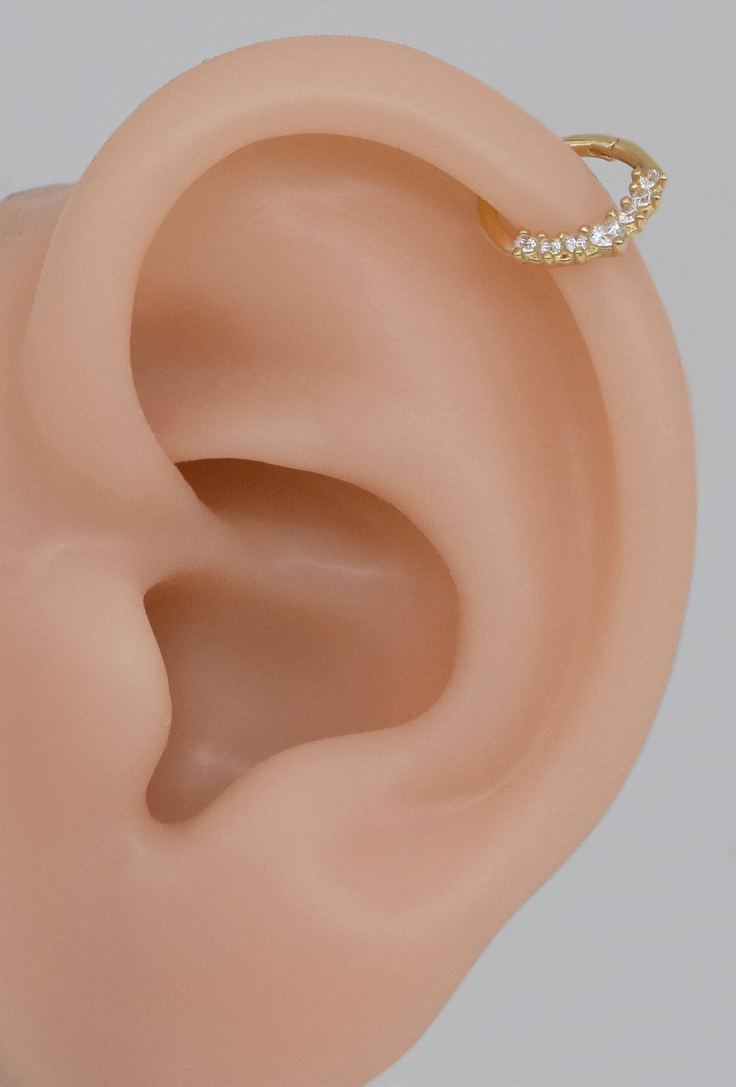 14K Solid Gold Diamond Septum Nose Ring Hinged Hoop 16g Gift For Her