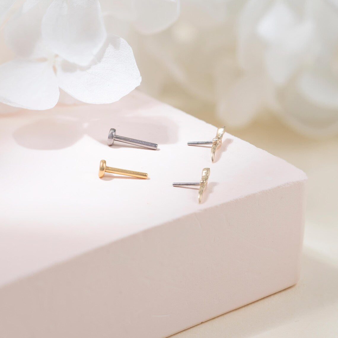 14K Solid Gold Snake Stud Earring