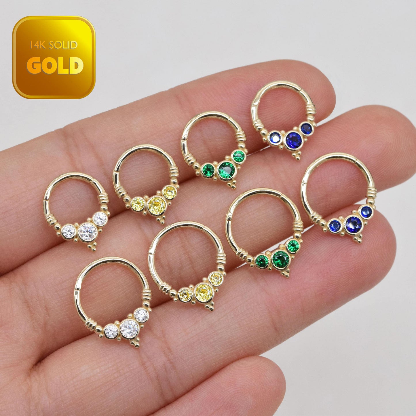 14K Solid Gold Septum Hoop 16g