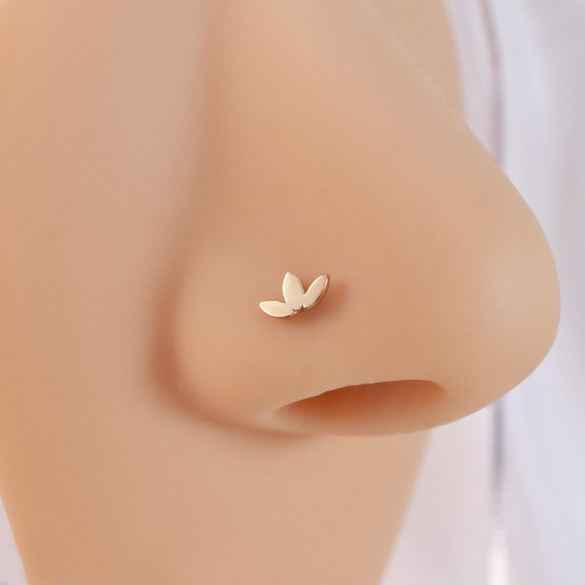 14K Solid Gold Lotus Star Nose Stud