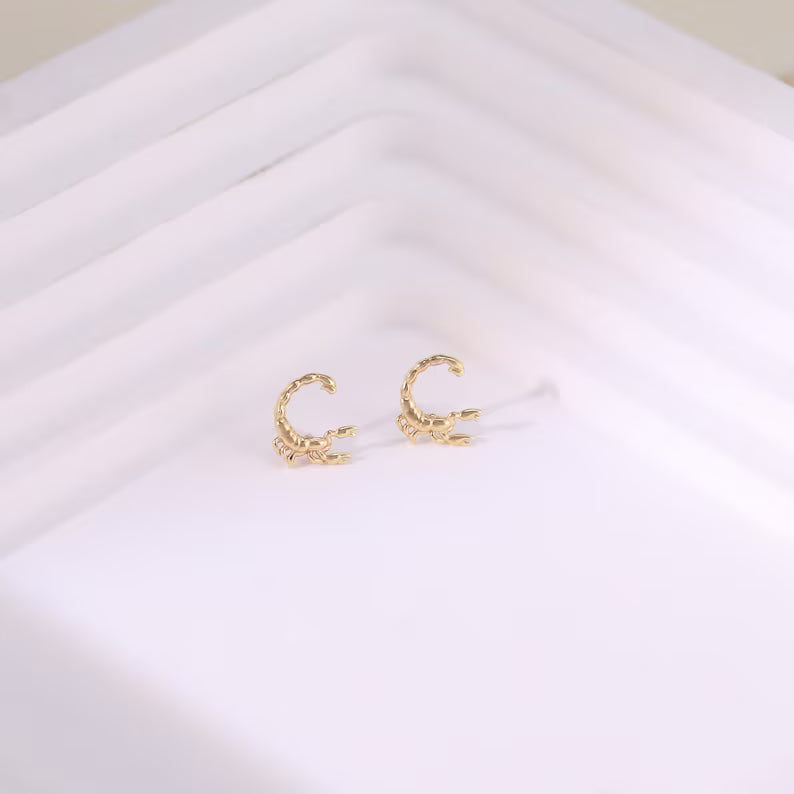 14K Gold Scorpion Stud Earring for Piercing