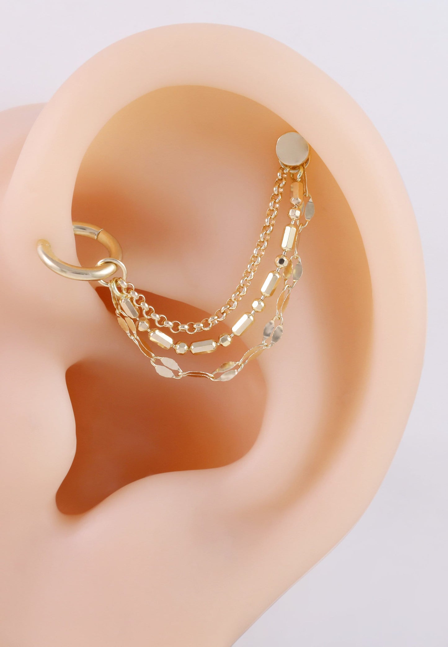 14K Solid Gold Triple Sparkly Chain Attachment