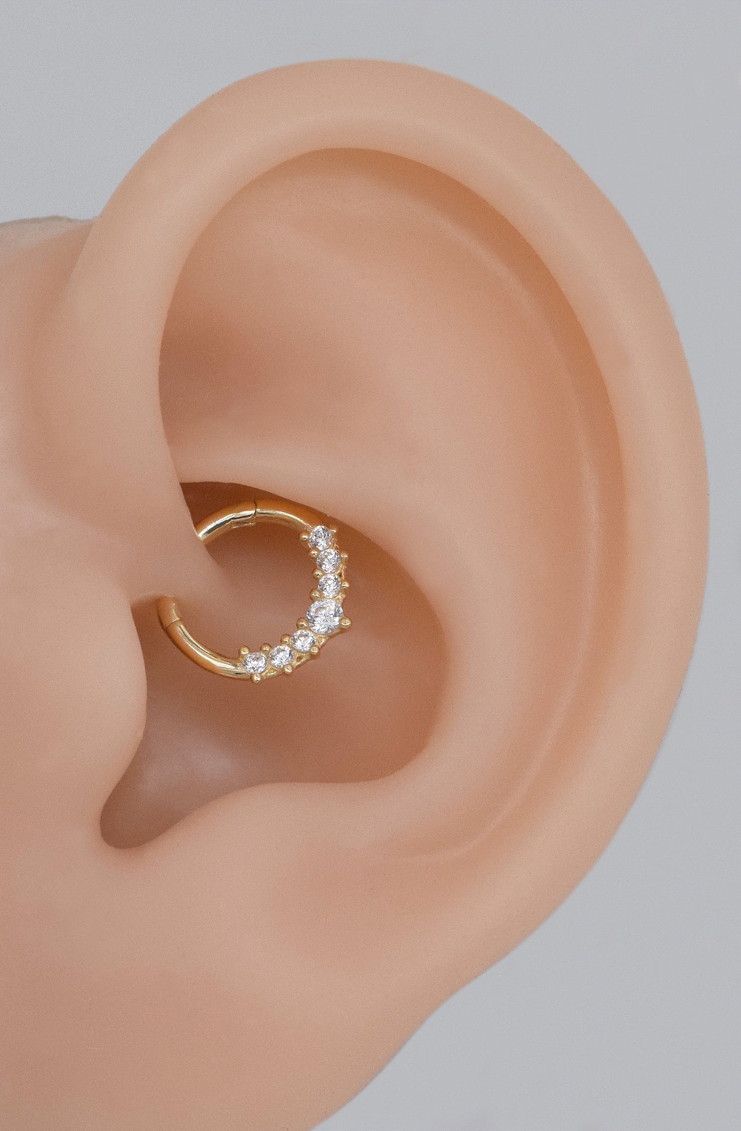 14K Solid Gold Diamond Septum Nose Ring Hinged Hoop 16g Gift For Her