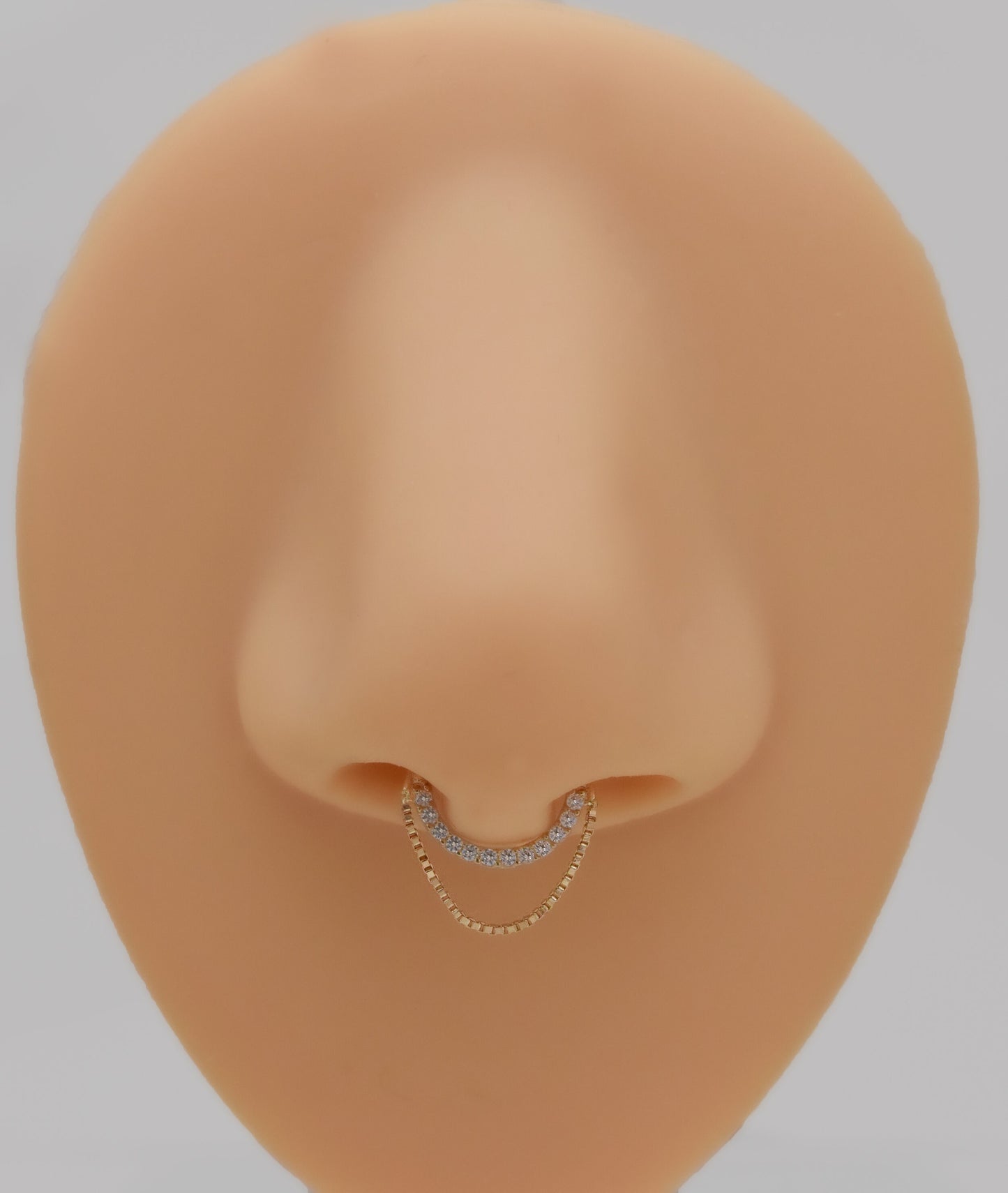 14K Solid Gold Box Chain Hoop Earring with Dangle 16G
