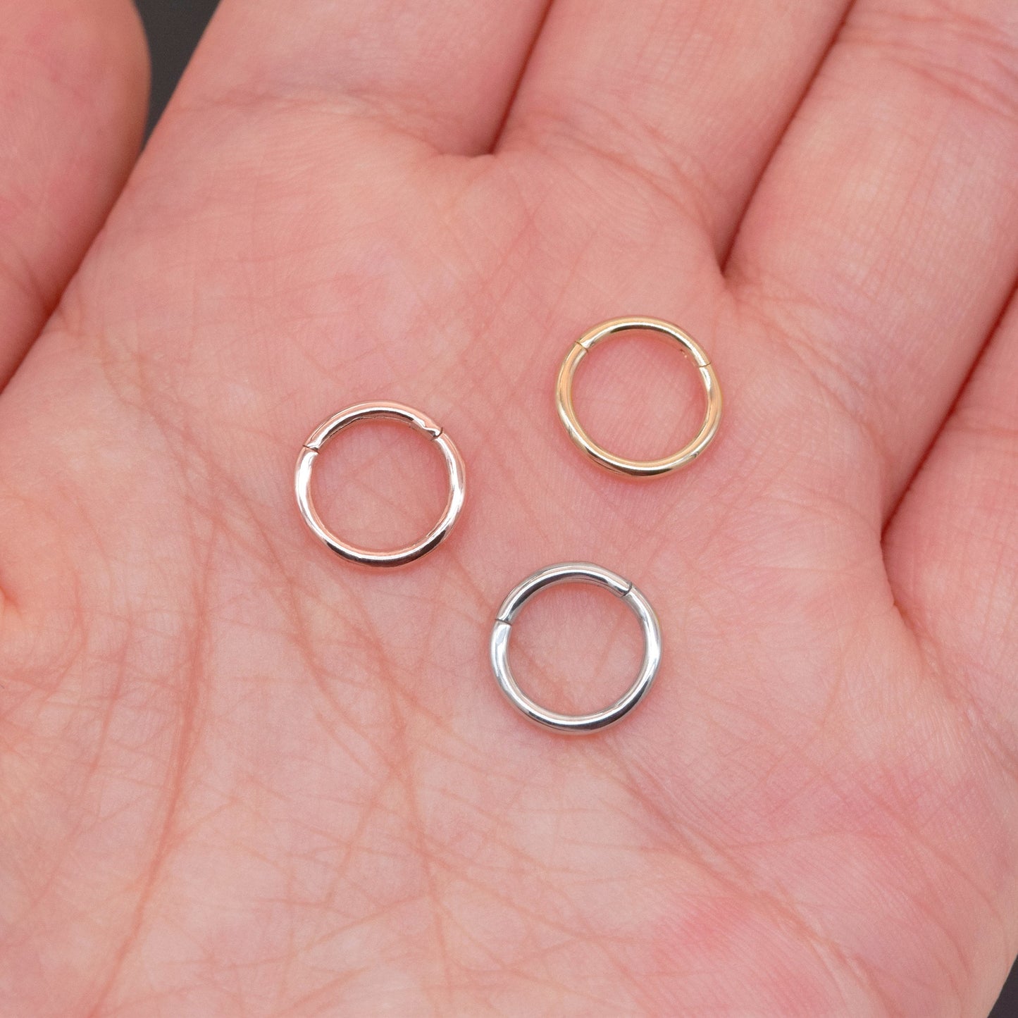 14K Solid Gold Hinged Hoop Earring 16G 18G