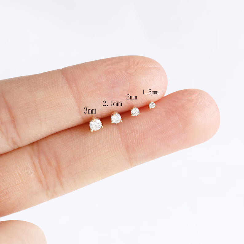 14K Solid Gold Diamond Tiny Cartilage Stud