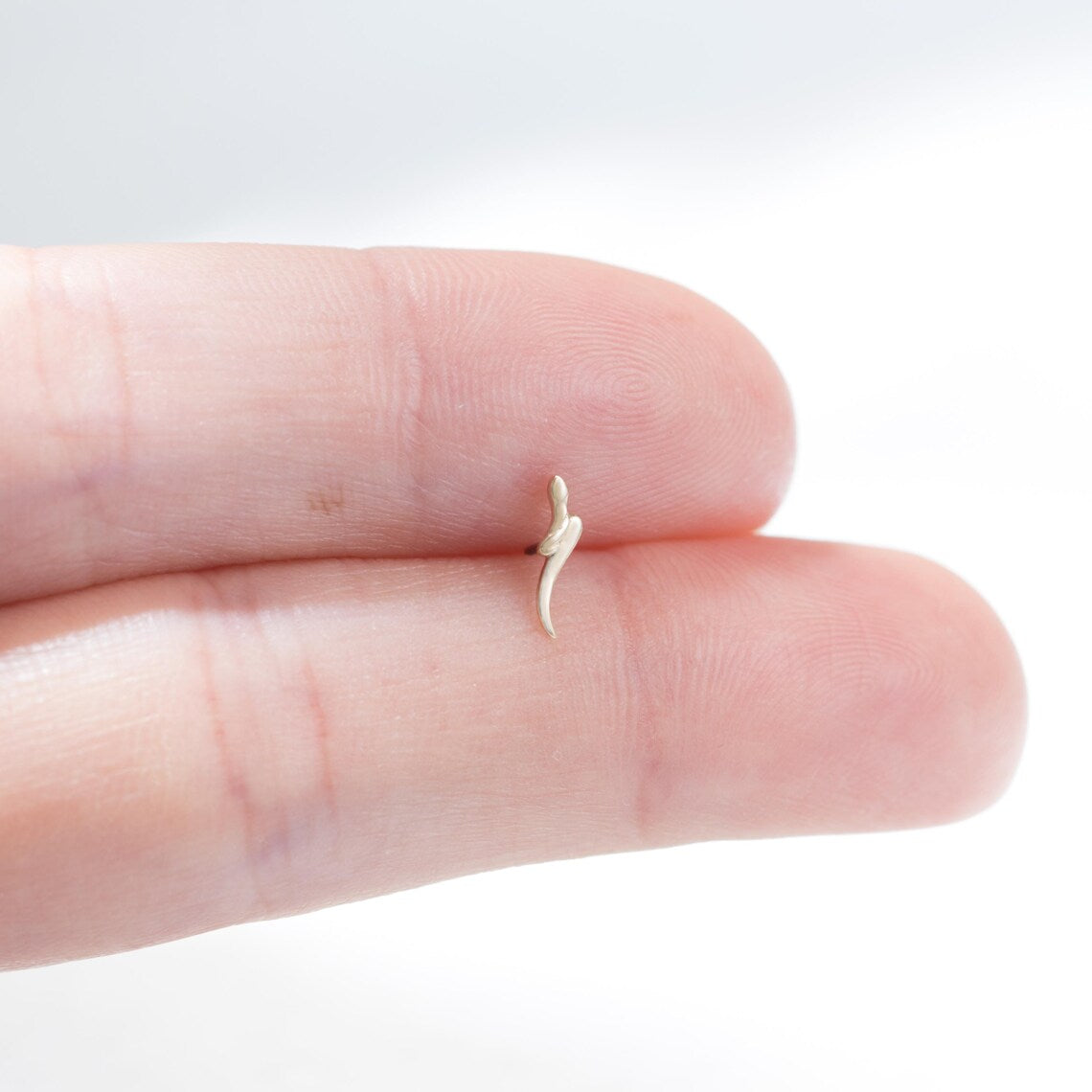 14K Solid Gold Snake Stud Earring