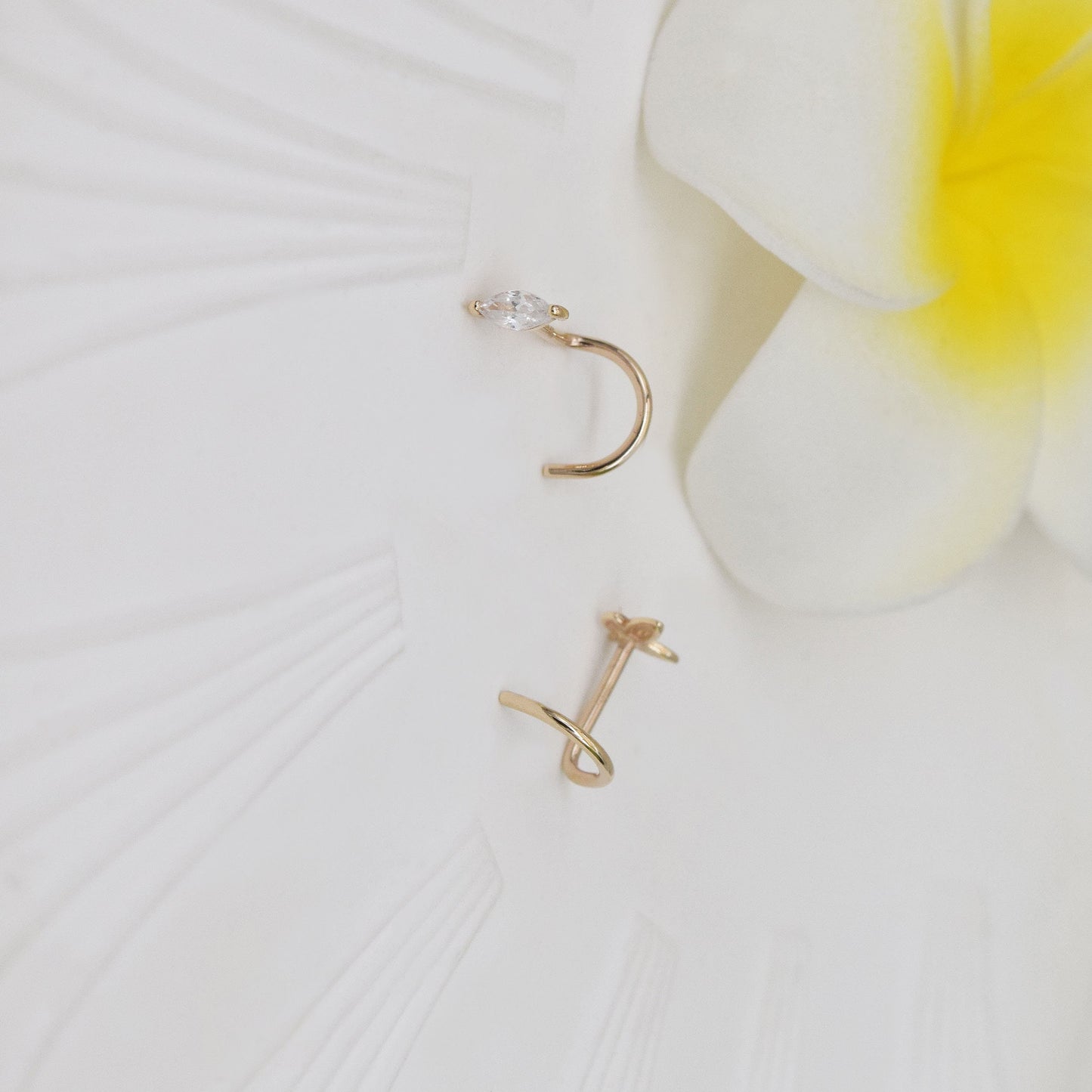 14K Solid Gold Butterfly Nose Ring 20G