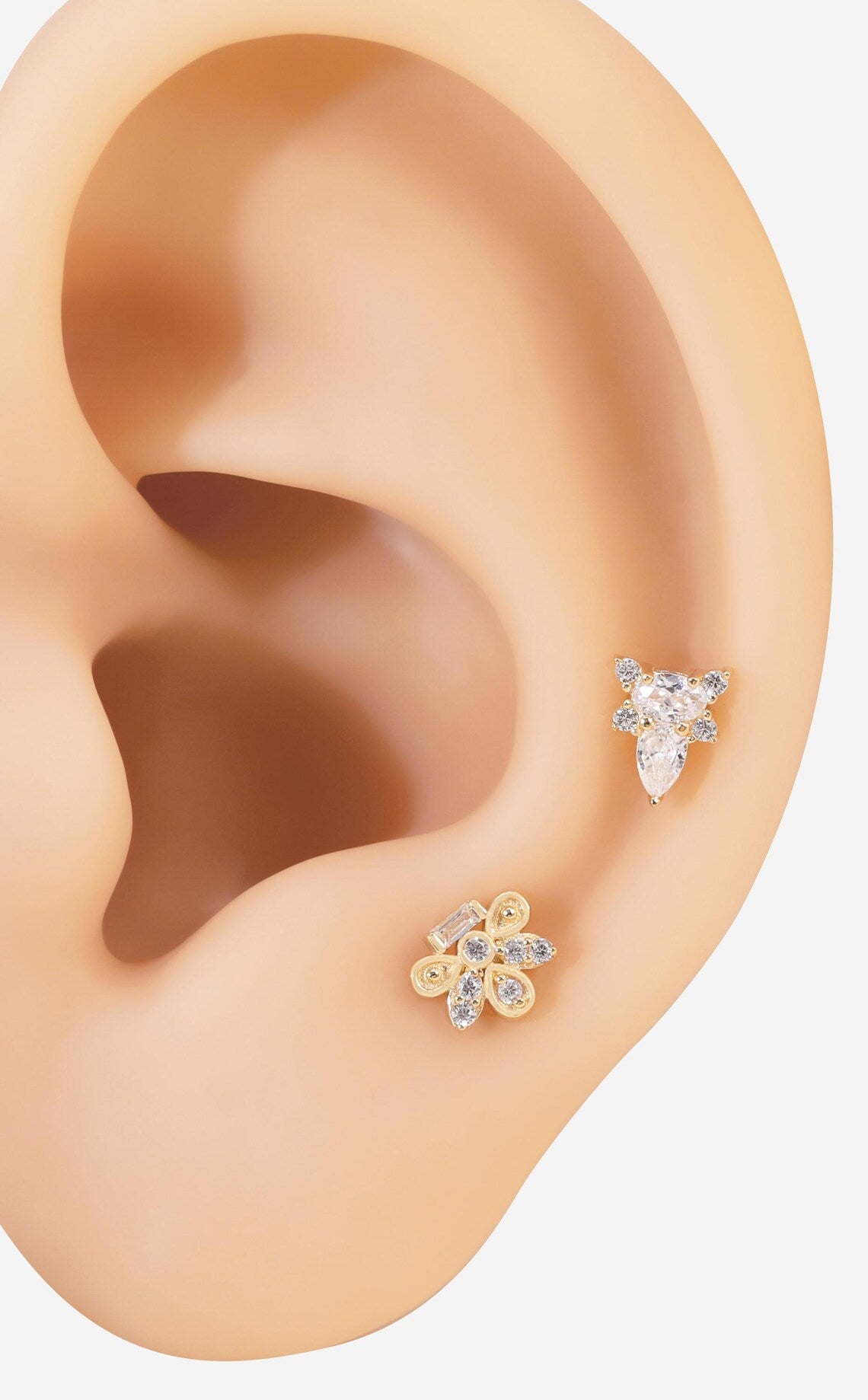 14K Threadless Bee Flat Back Stud