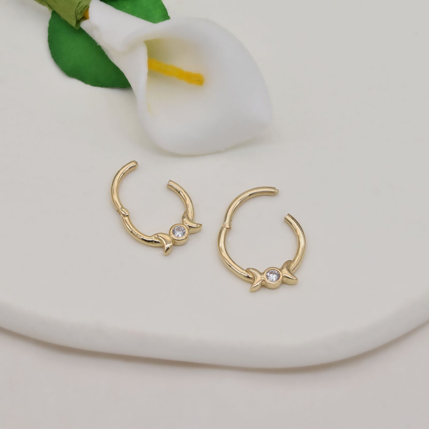14K Solid Gold Candy Hoop Piercing Cartilage Septum Conch Daith 16g