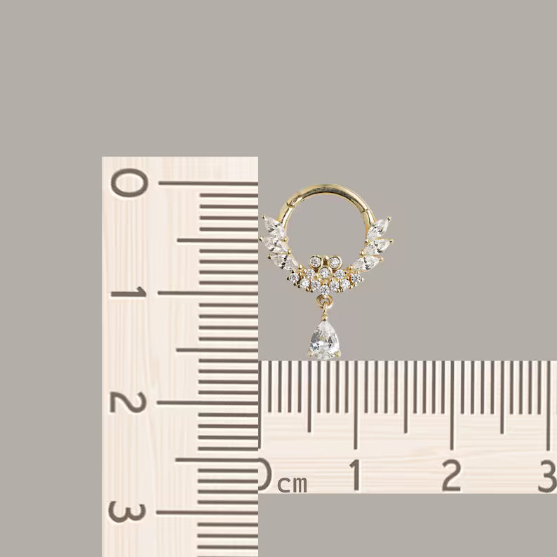 14K Gold Teardrop Septum Hoop 16G