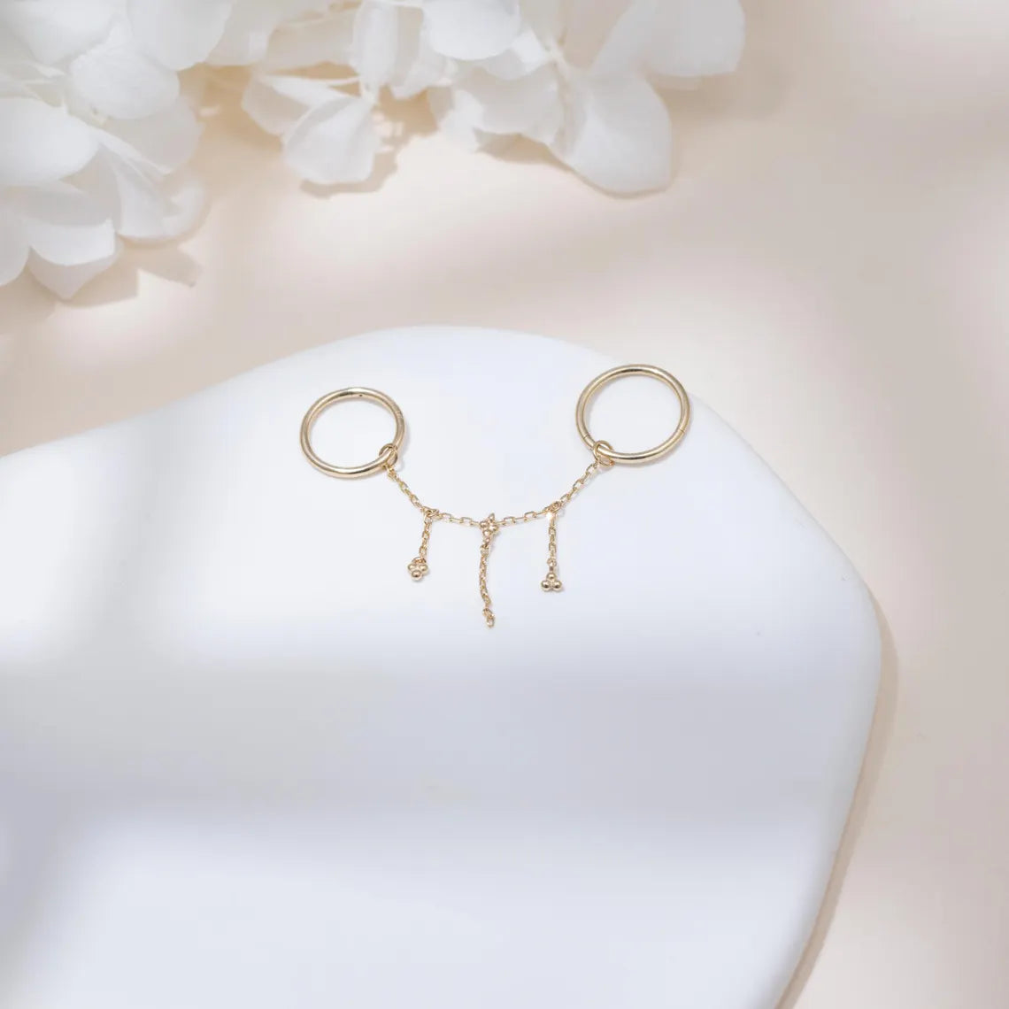 14K Solid Gold Triple Braided Chain Piercing