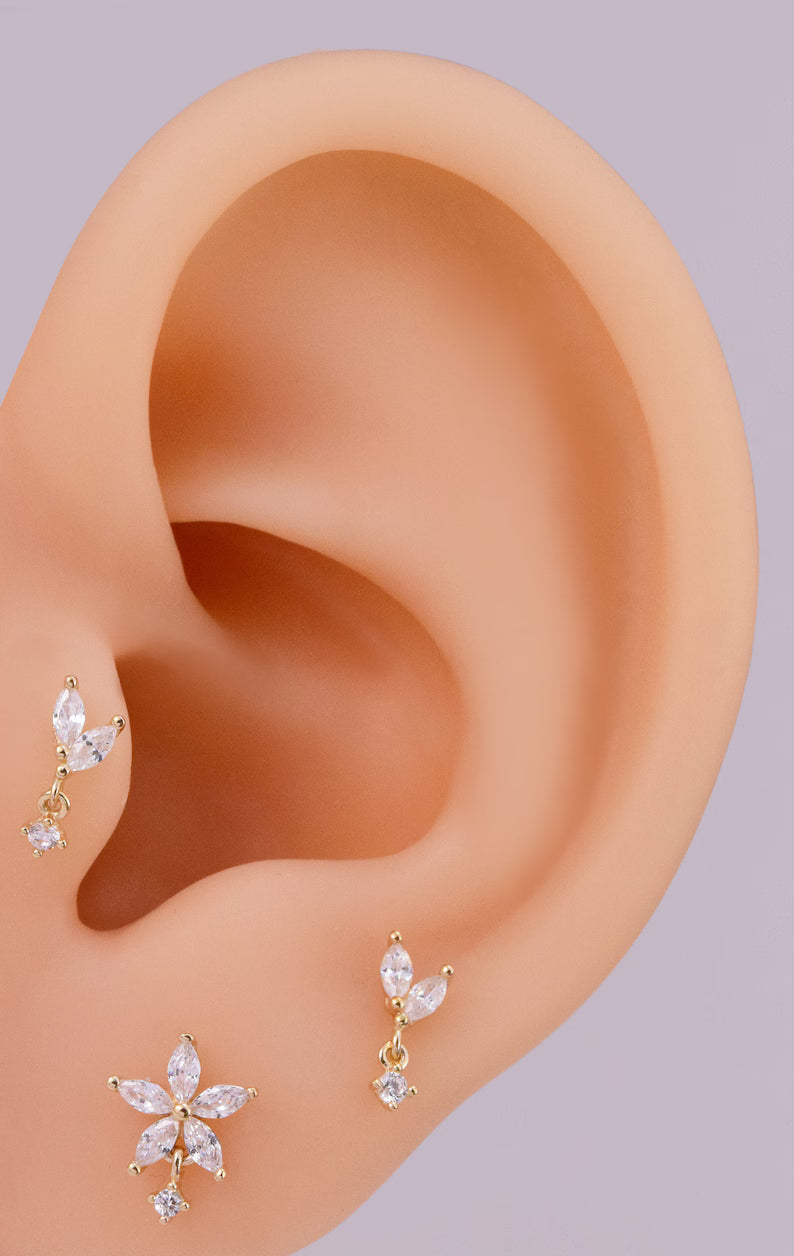 14K Gold Tragus Conch Drop Earring
