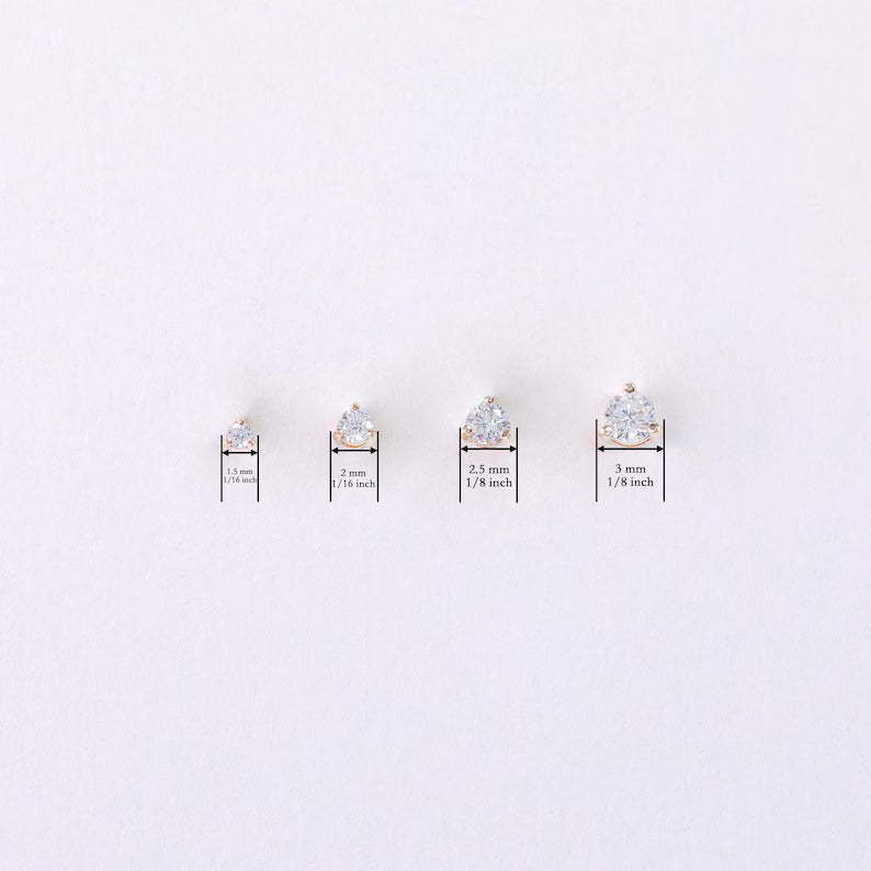 14K Solid Gold Diamond Tiny Cartilage Stud