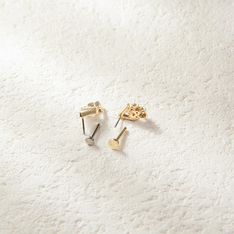 14K Solid Gold Triangle Drop Earring