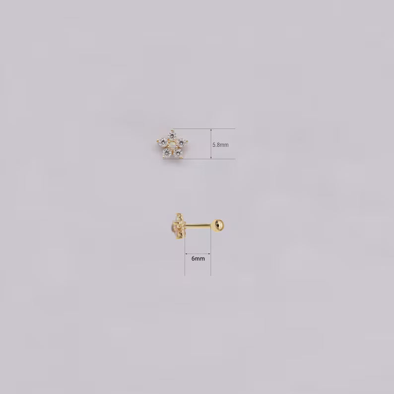 14K Gold Opal Cluster Helix Stud