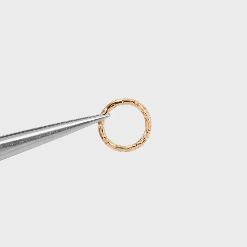 14K Gold Petal Hinged Hoop Nose Ring 16g
