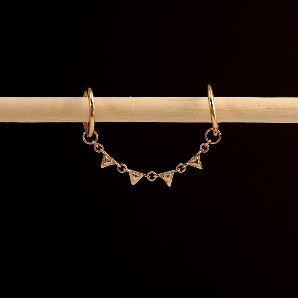 14K Solid Gold Triangle Chain Helix Nose Accessory