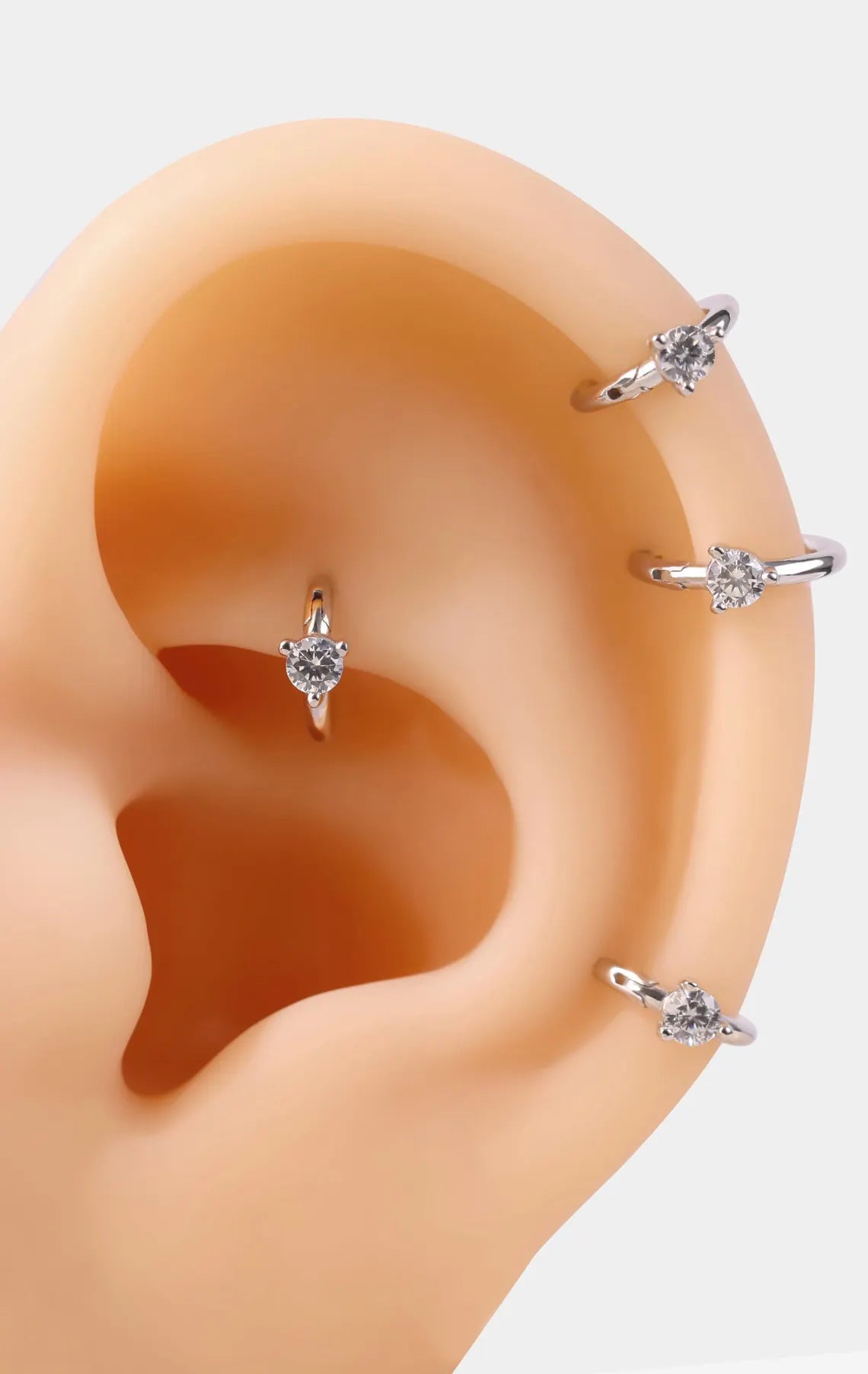 14K White Gold Tiny Huggie Hoop Earring