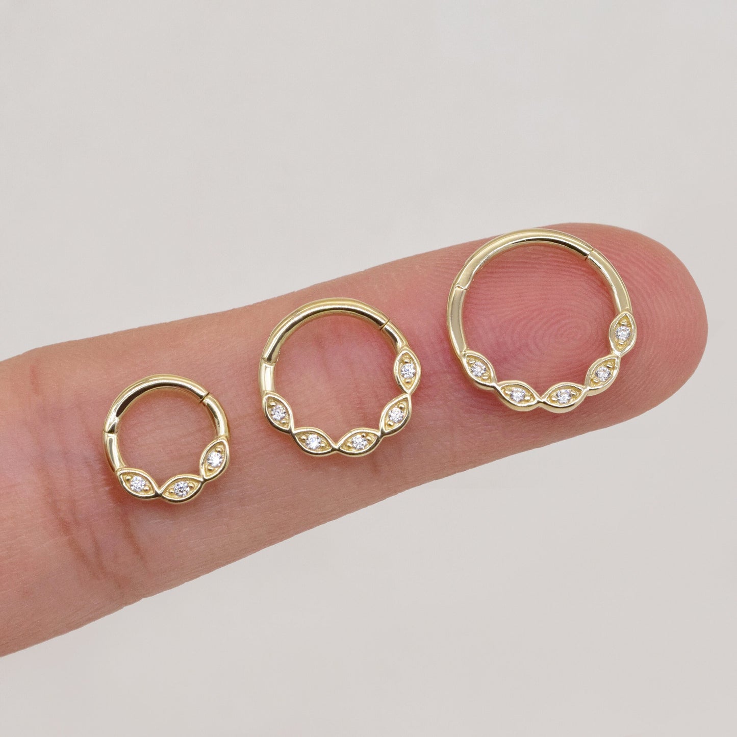 14K Solid Gold Evil Eye Hoop Septum Cartilage Nose Piercing 18G