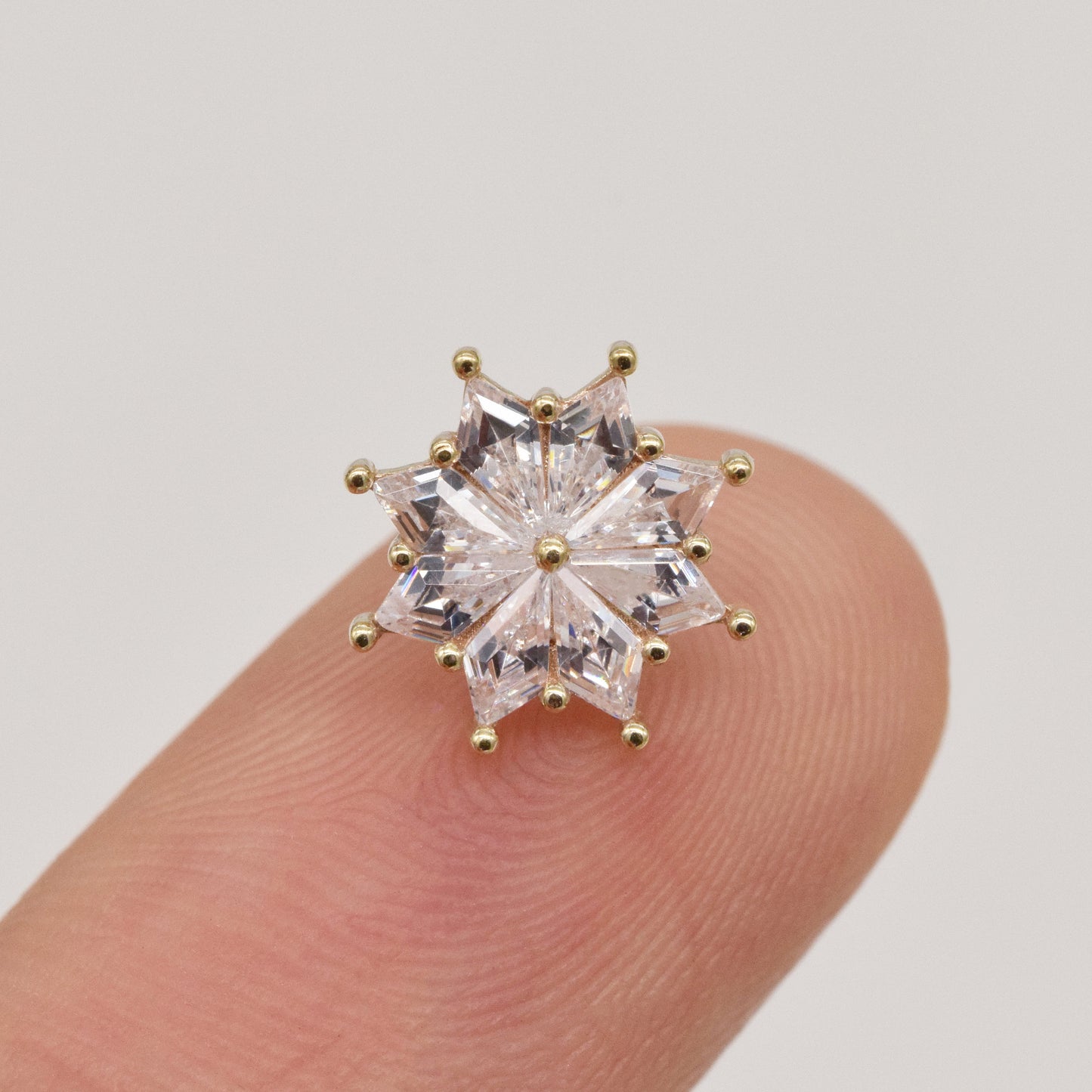 14K Solid Gold Starburst Cartilage Earring