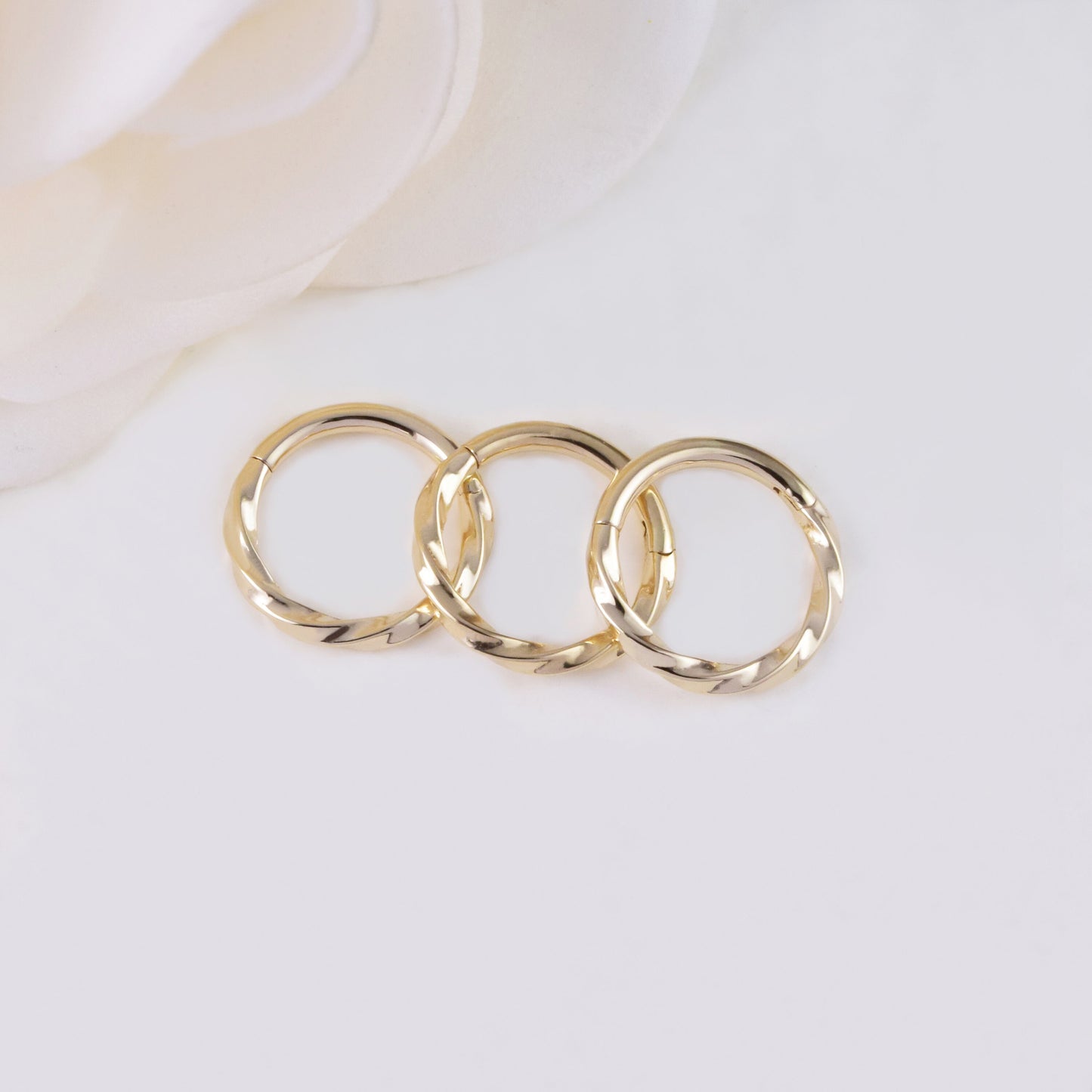 14K Solid Gold Twisted Hoop Earring 16G