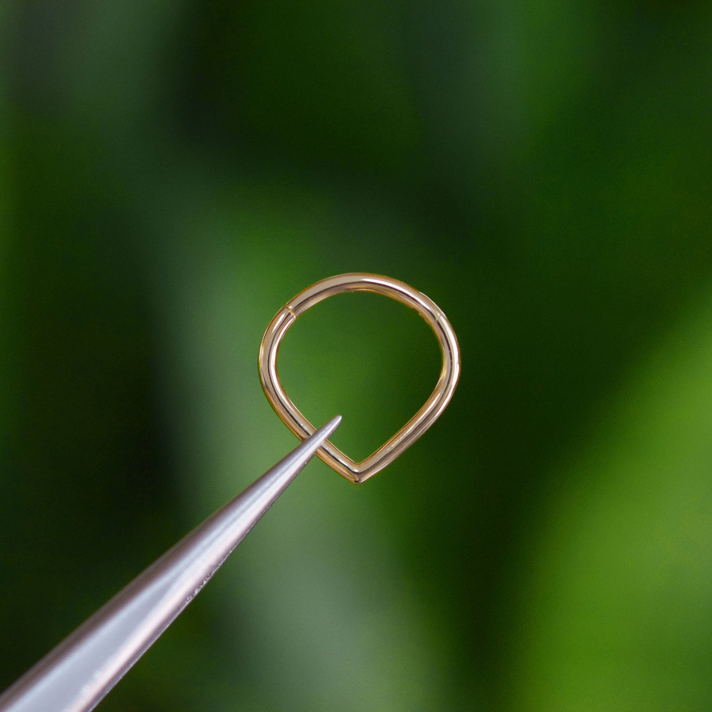 14K Solid Gold Triangle Septum Ring V-Shaped Hinged Clicker Hoop 16g