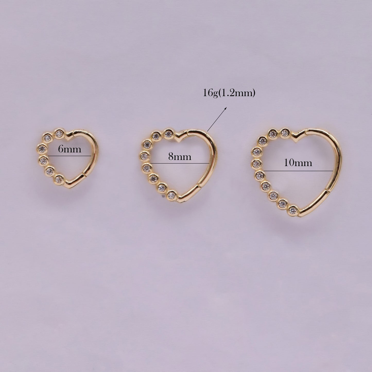 14K Solid Gold Heart Hoop Earring Nose Ring Daith Piercing
