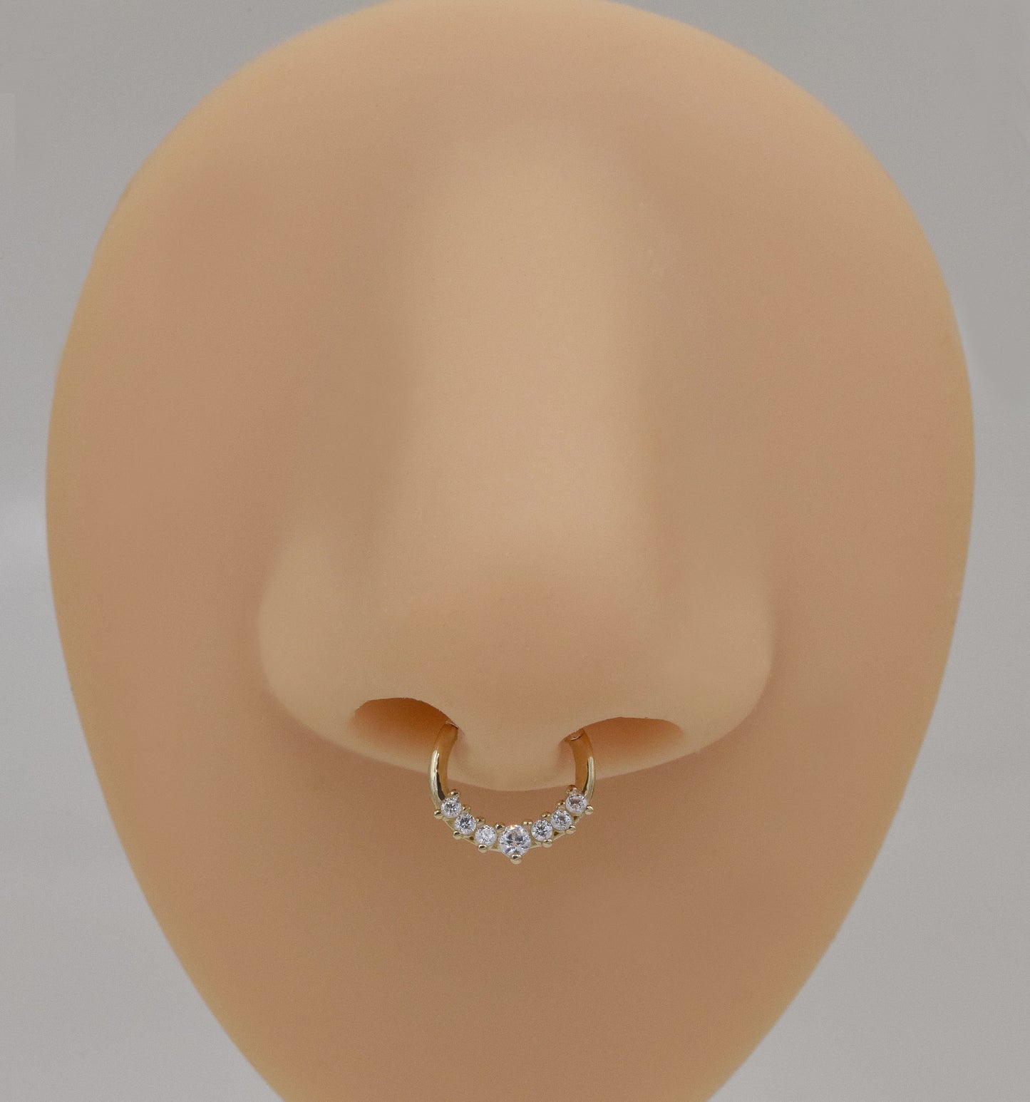 14K Solid Gold Diamond Septum Nose Ring Hinged Hoop 16g Gift For Her