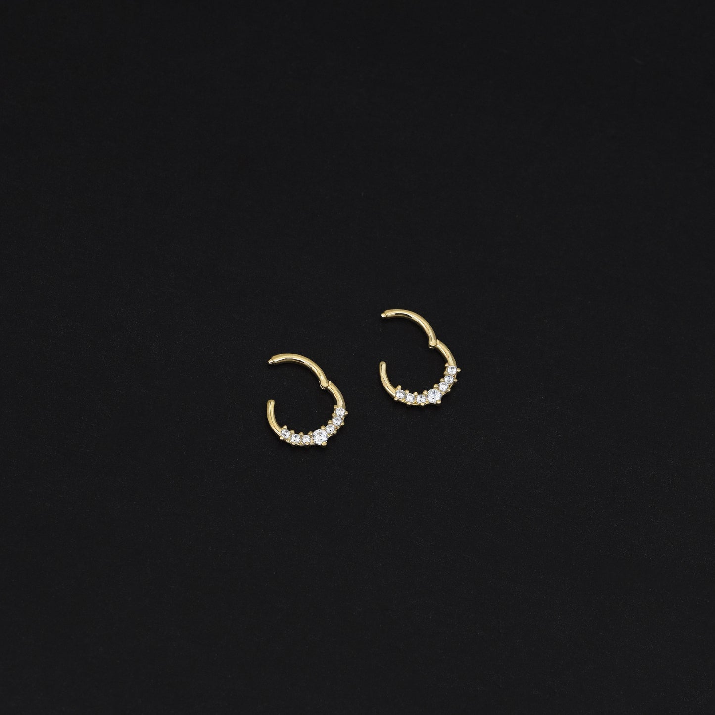 14K Solid Gold Diamond Septum Nose Ring Hinged Hoop 16g Gift For Her