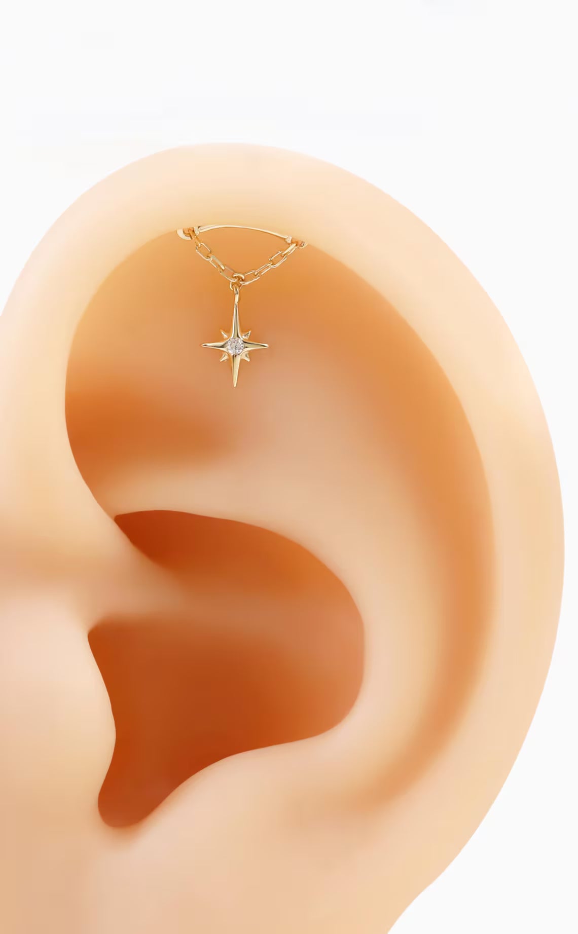 14K Solid Gold Threadless Cartilage Earring
