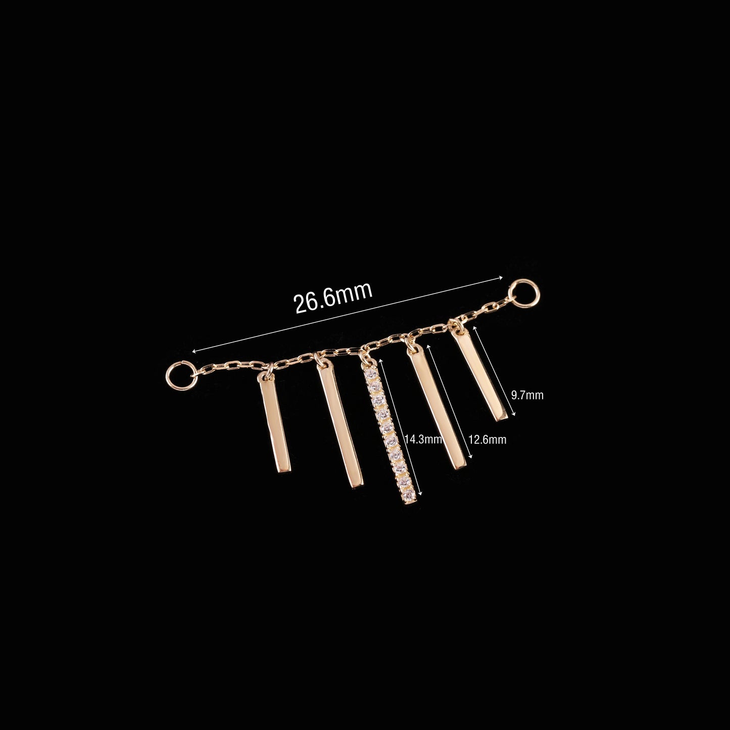 14K Solid Gold Dripping Dangle Chain Piercing