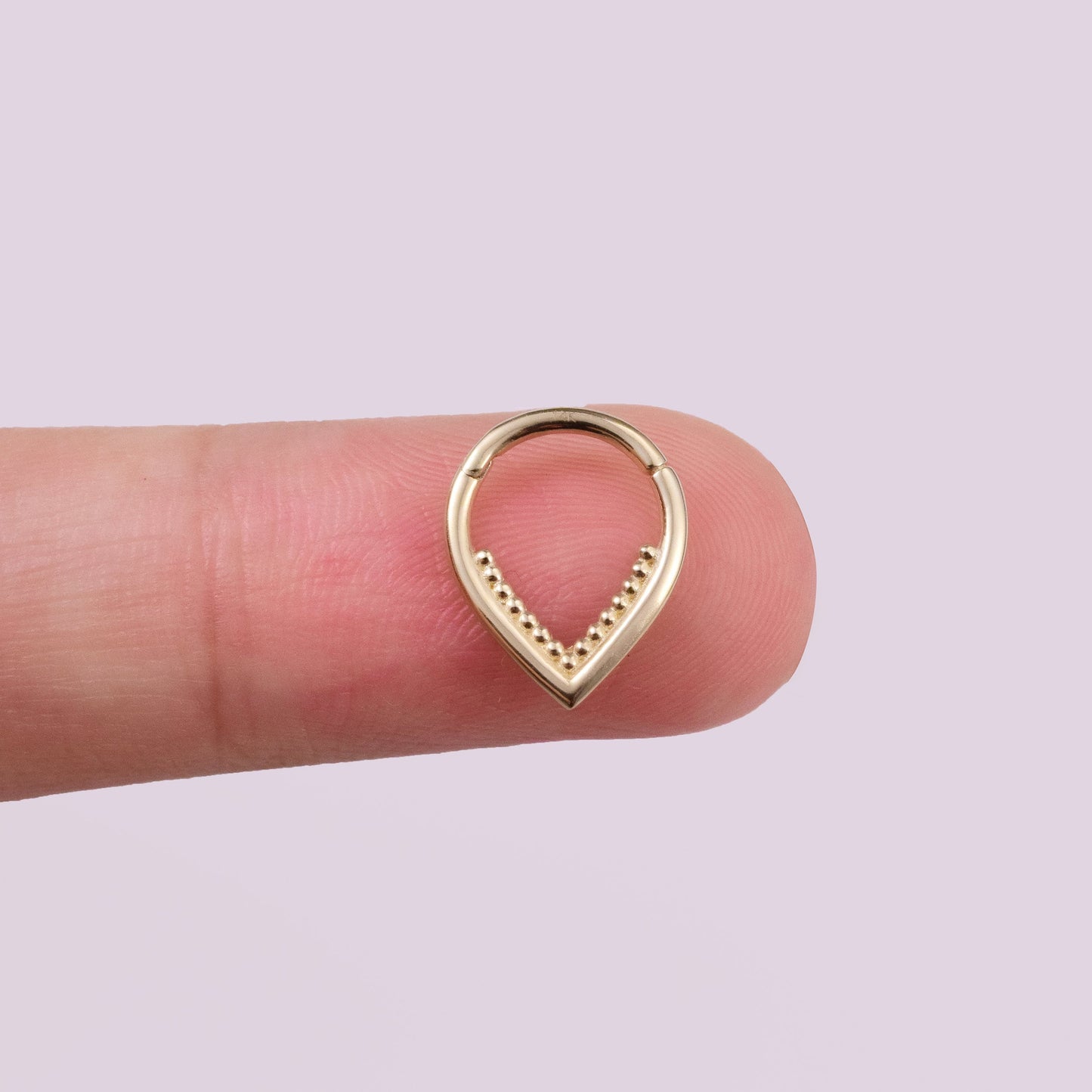 14K Solid Gold V-Shaped Septum Ring 16G