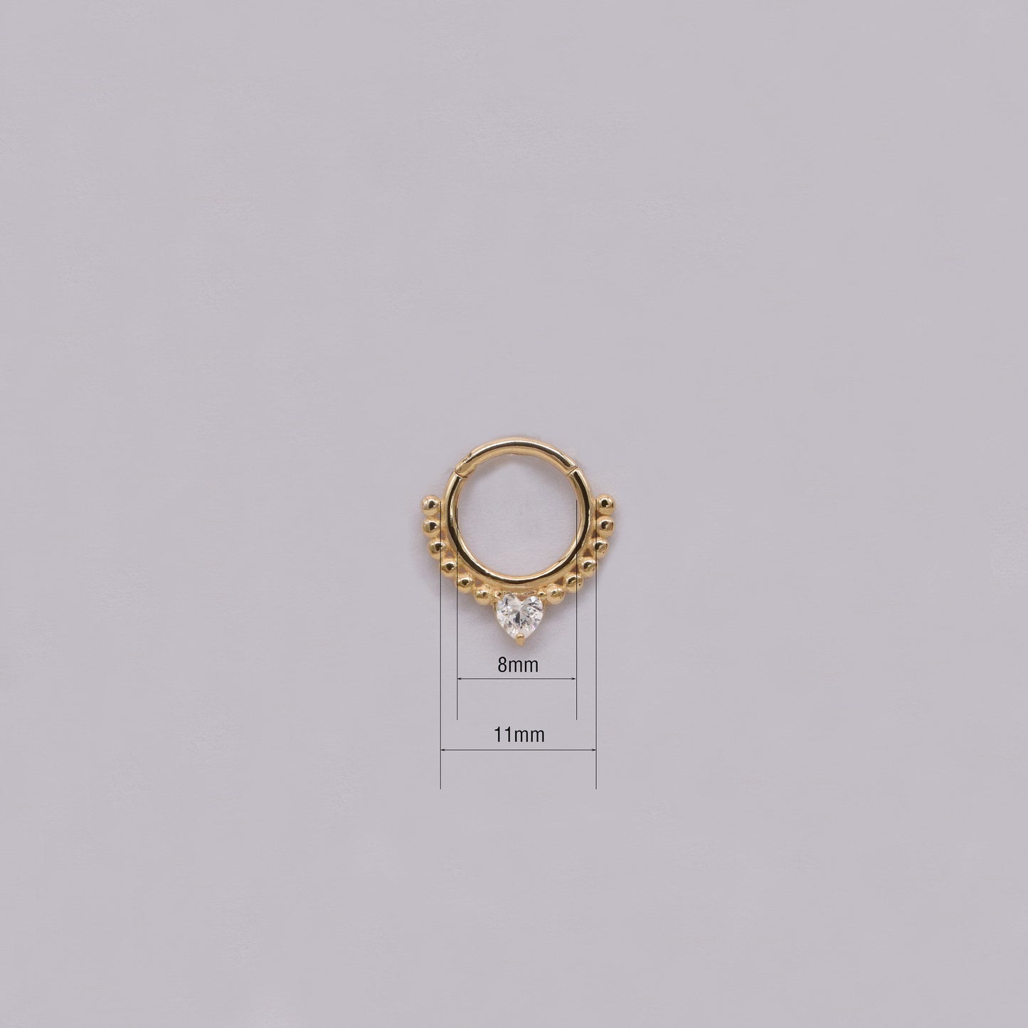 14K Solid Gold Teardrop Beaded Hoop Earrings Diamond Septum Nose Ring 16g