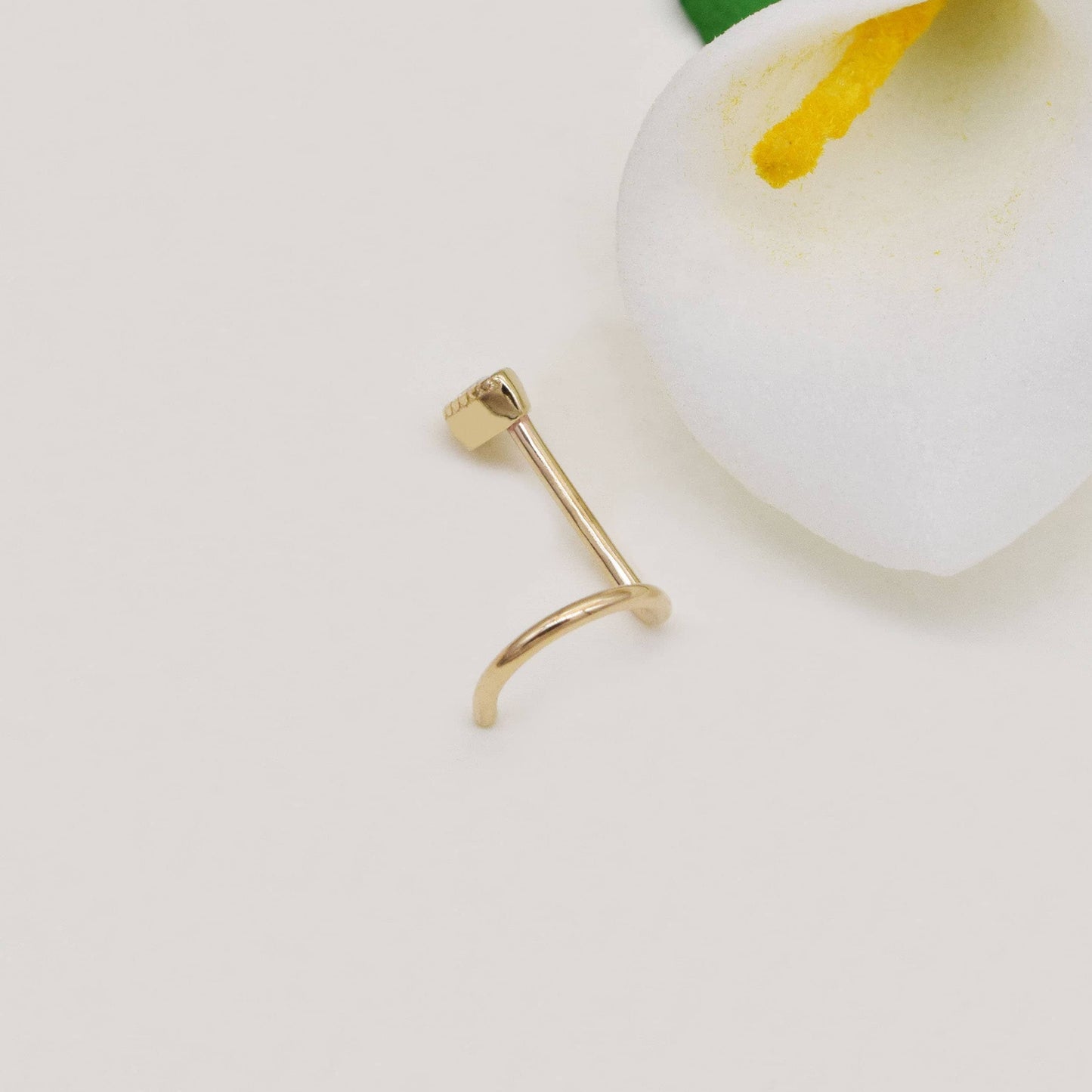 14K Solid Gold Tiny Teardrop Nose Ring 20g Dainty Screw Back Gift