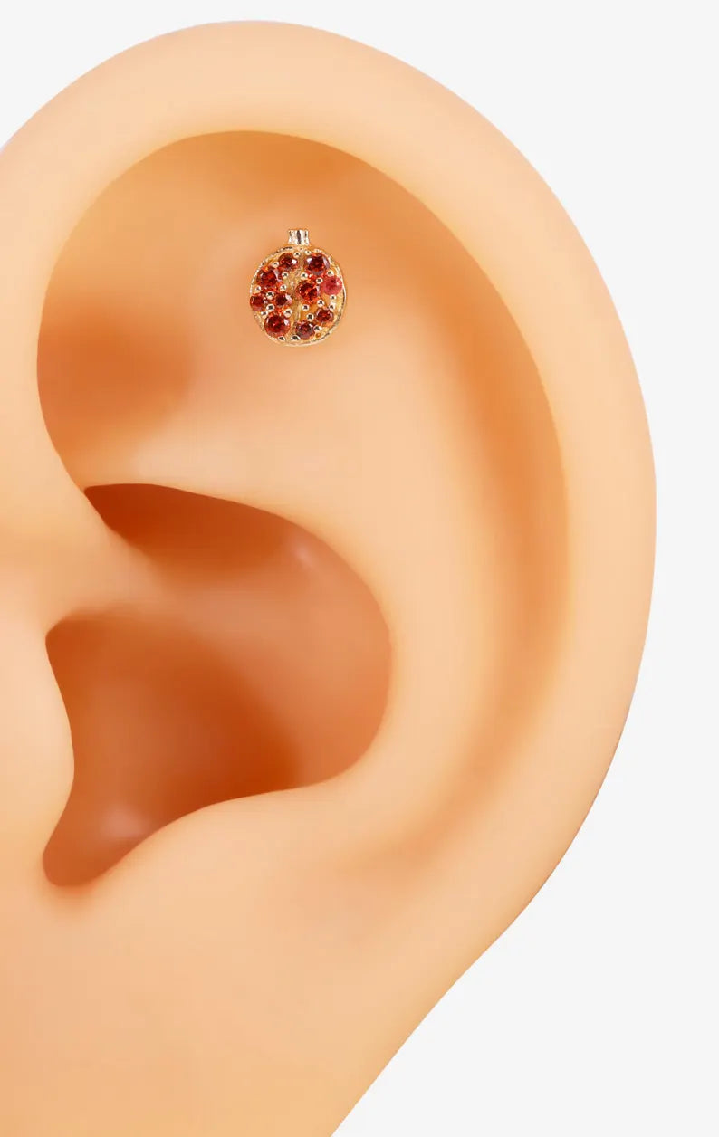 14K Gold Pomegranate Cartilage Stud